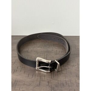 Amiee Lynn Vintage Black Leather Belt Silver Buckle Sz XL 1.25in Wide Women's